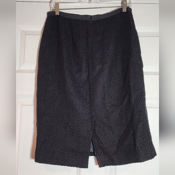 Ann Taylor Black Tweed Lined Pencil Skirt Zip Back Size 6 - Picture 4 of 4